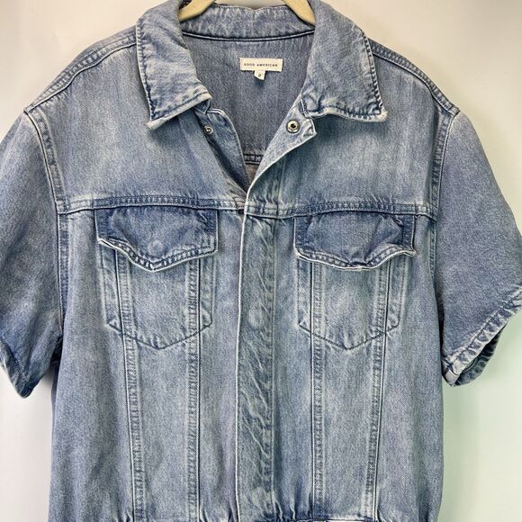Good American Weightless Jumpsuit Denim Romper One Piece Size 2 - Picture 5 of 11